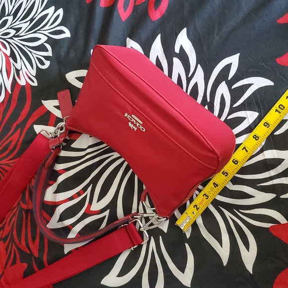 Coach Ellis Red Nylon & Leather Shoulder Crossbody Bag with Silver Hardware - Picture 6 of 8